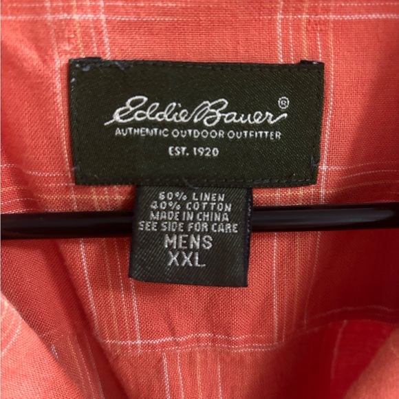 Eddie Bauer Orange linen/cotton Casual Button Down Shirt sz XXL - Picture 2 of 3